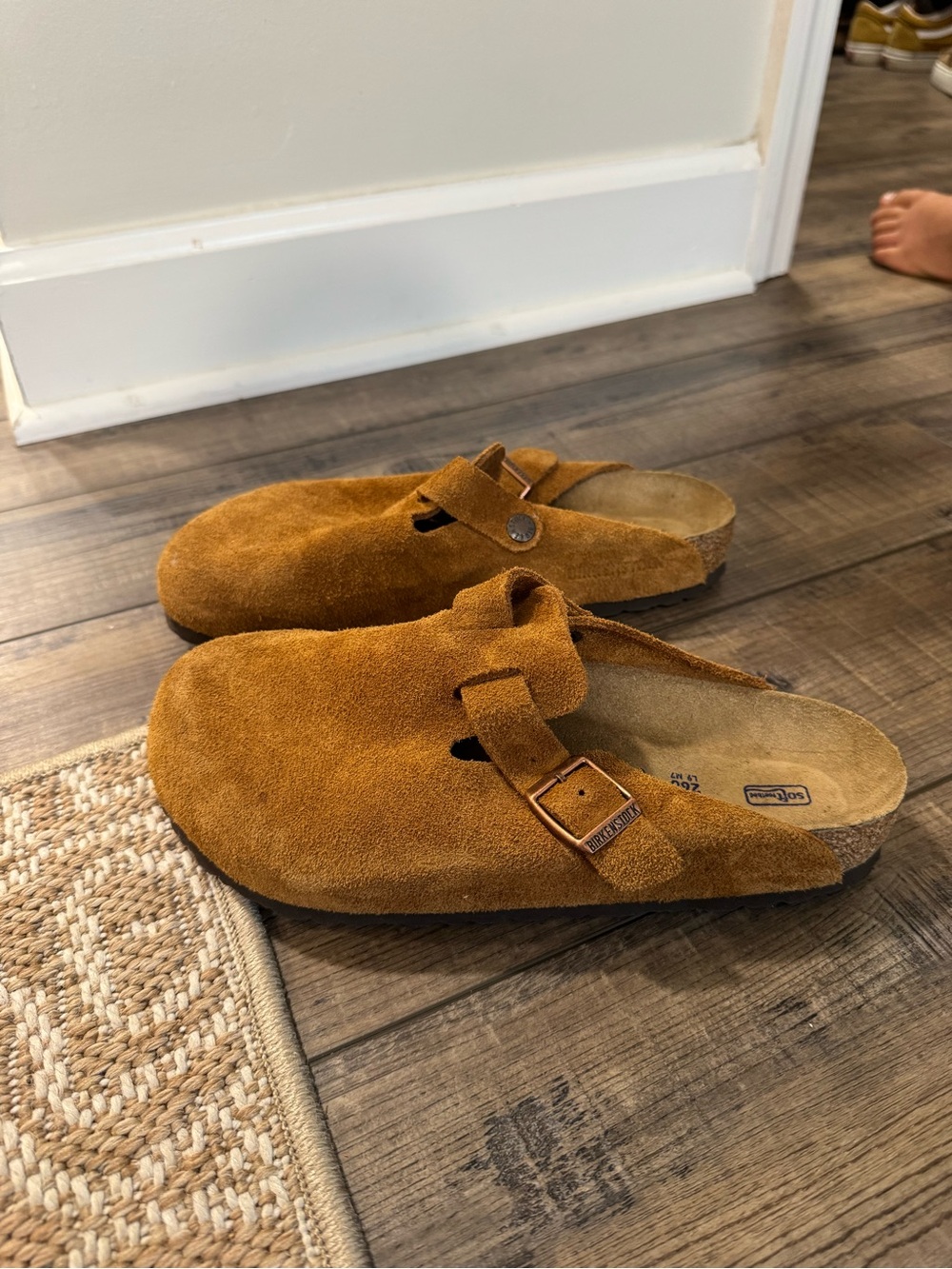 Birkenstock Suede Clog Slip-Ons in Tan/Golden Brown - Picture 3 of 4